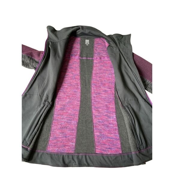 Title Nine Wool Blend Jacket Size M Full Asymmetrical Zip Pockets Sweater Purple - Picture 7 of 9